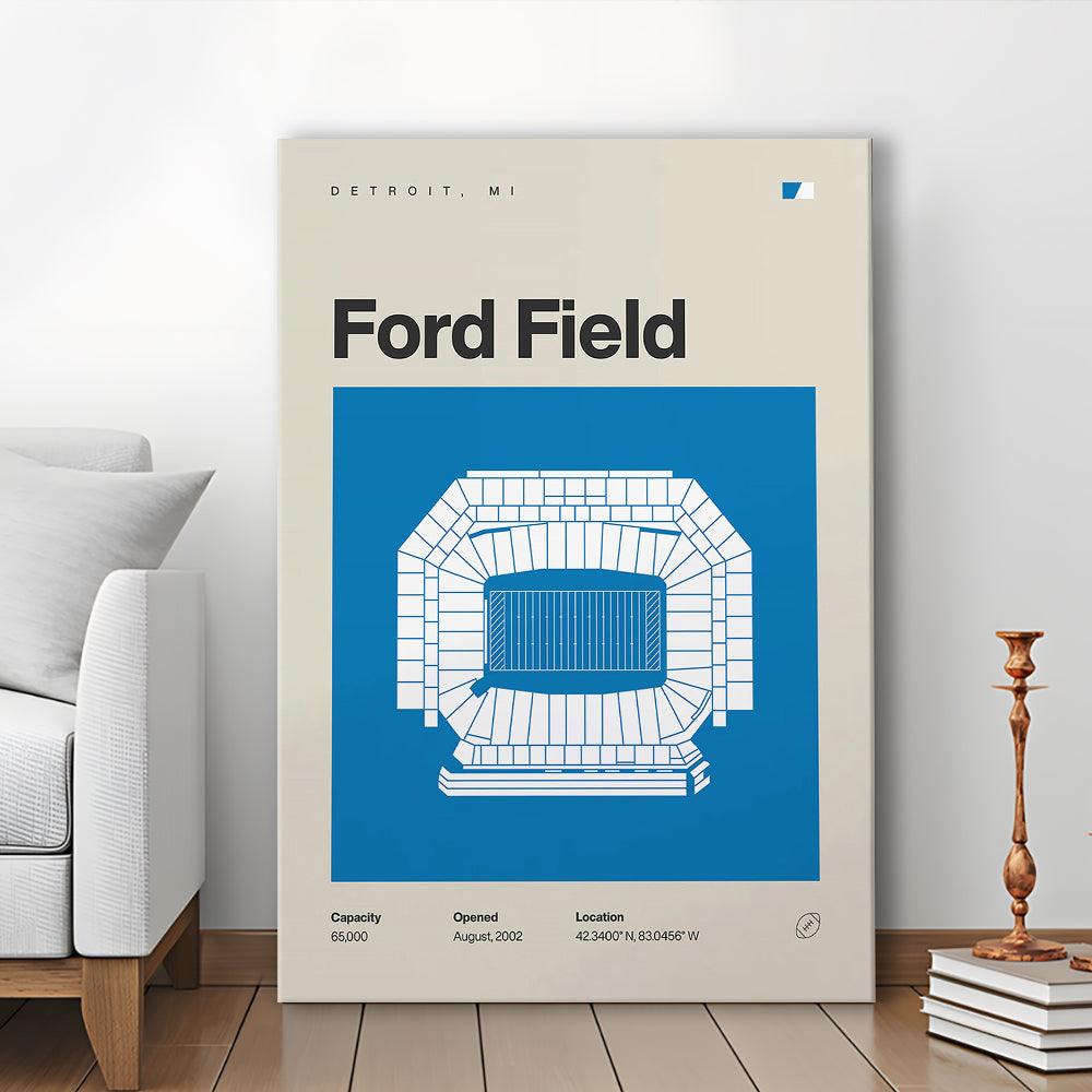 Detroit Lions Stadium Print, Ford Field Stadium Print, Fan Gifts, Sport Art, Canvas Print Wall Art