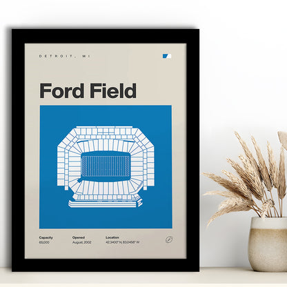Detroit Lions Stadium Print, Ford Field Stadium Print, Gifts for him, Sport Art, Framed Art Print Wall Decor