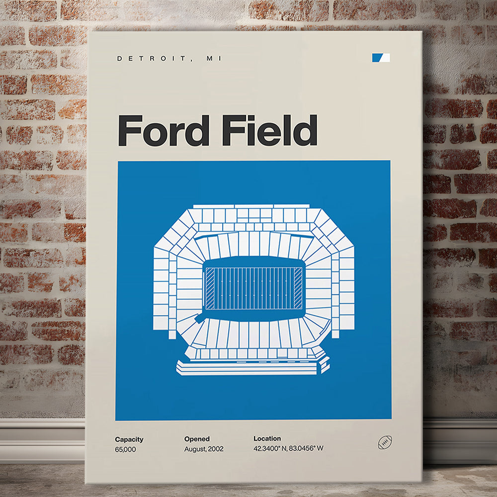 Detroit Lions Stadium Print, Ford Field Stadium Print, Fan Gifts, Sport Art, Canvas Print Wall Art