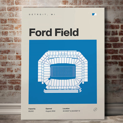 Detroit Lions Stadium Print, Ford Field Stadium Print, Fan Gifts, Sport Art, Canvas Print Wall Art