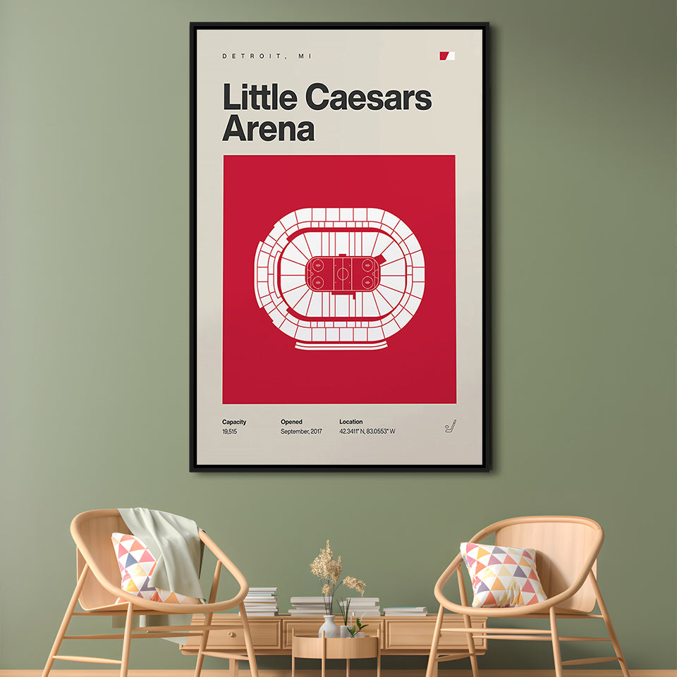 Detroit Red Wings Stadium Print, Little Caesars Arena Print, Man Cave Gift, Floating Framed Canvas Print Wall Art
