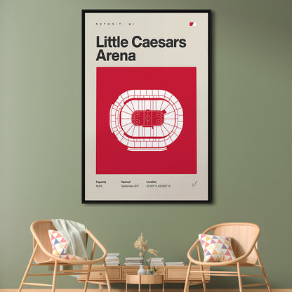Detroit Red Wings Stadium Print, Little Caesars Arena Print, Man Cave Gift, Floating Framed Canvas Print Wall Art