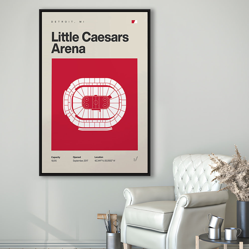 Detroit Red Wings Stadium Print, Little Caesars Arena Print, Man Cave Gift, Floating Framed Canvas Print Wall Art