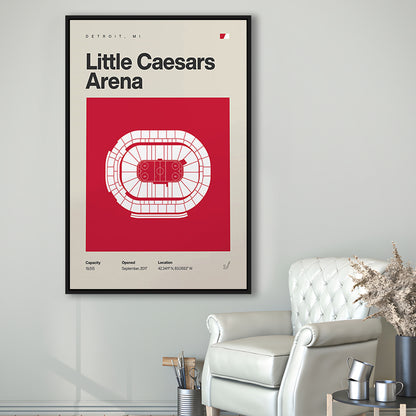 Detroit Red Wings Stadium Print, Little Caesars Arena Print, Man Cave Gift, Floating Framed Canvas Print Wall Art