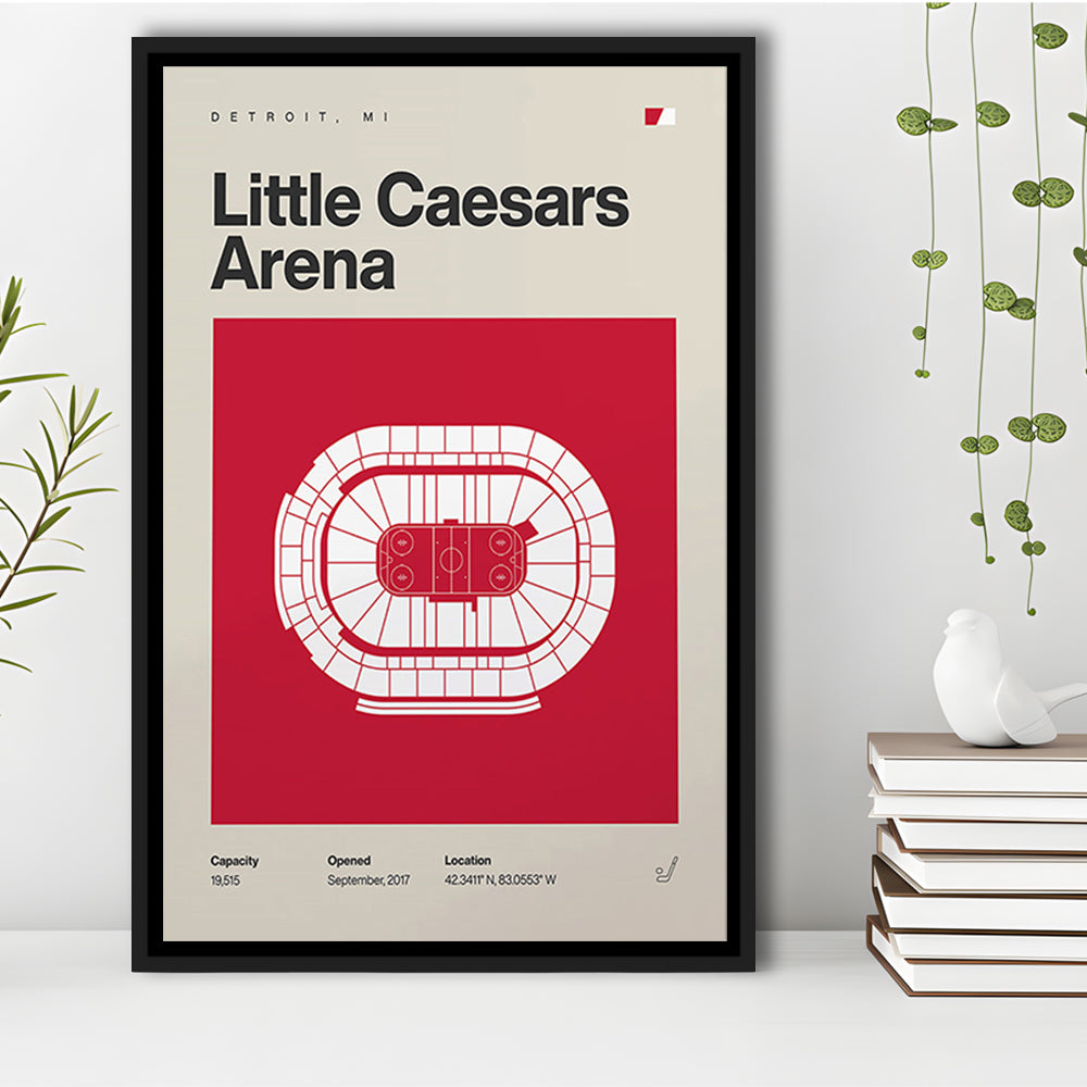 Detroit Red Wings Stadium Print, Little Caesars Arena Print, Man Cave Gift, Floating Framed Canvas Print Wall Art