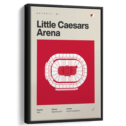Detroit Red Wings Stadium Print, Little Caesars Arena Print, Man Cave Gift, Floating Framed Canvas Print Wall Art