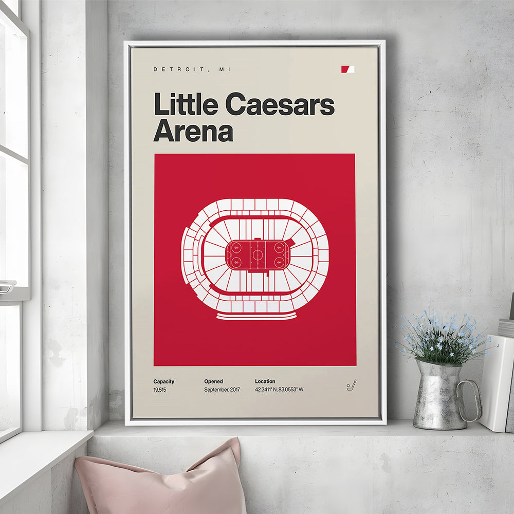 Detroit Red Wings Stadium Print, Little Caesars Arena Print, Man Cave Gift, Floating Framed Canvas Print Wall Art