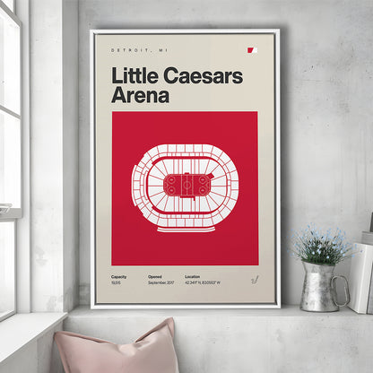 Detroit Red Wings Stadium Print, Little Caesars Arena Print, Man Cave Gift, Floating Framed Canvas Print Wall Art