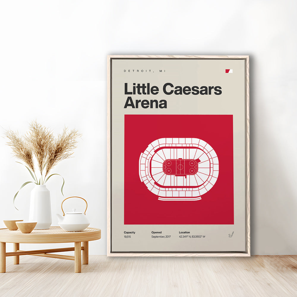 Detroit Red Wings Stadium Print, Little Caesars Arena Print, Man Cave Gift, Floating Framed Canvas Print Wall Art