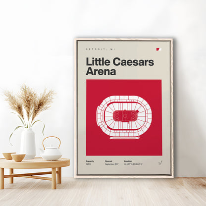 Detroit Red Wings Stadium Print, Little Caesars Arena Print, Man Cave Gift, Floating Framed Canvas Print Wall Art