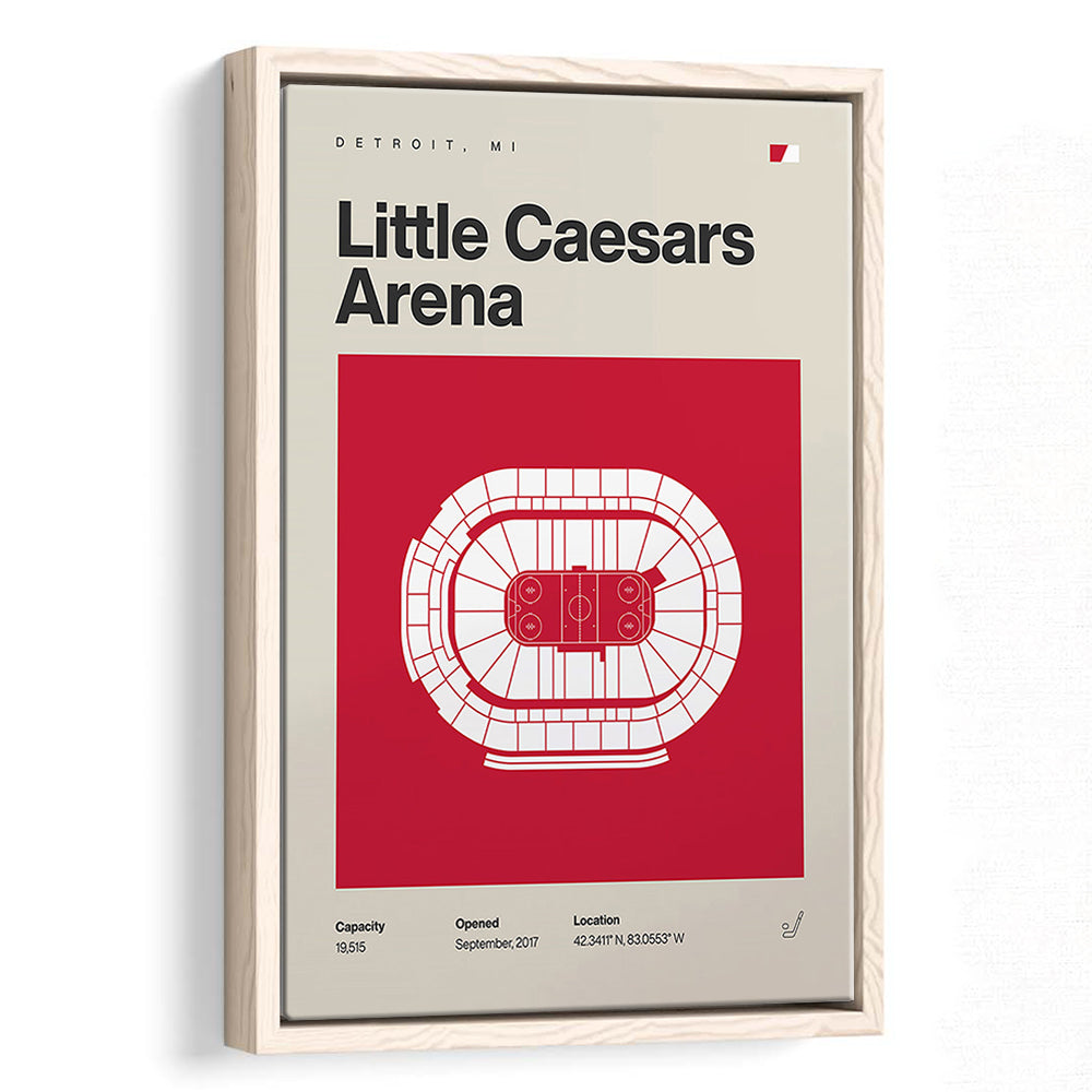 Detroit Red Wings Stadium Print, Little Caesars Arena Print, Man Cave Gift, Floating Framed Canvas Print Wall Art