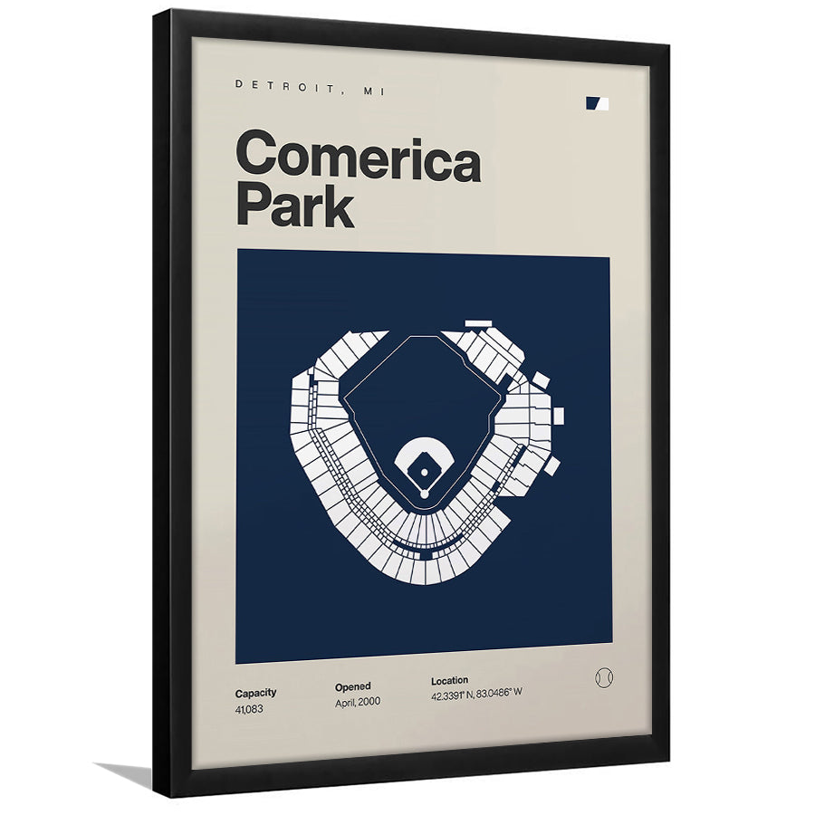 Detroit Tigers Stadium Print, Comerica Park Stadium Print, Gifts for him, Sport Art, Framed Art Print Wall Decor