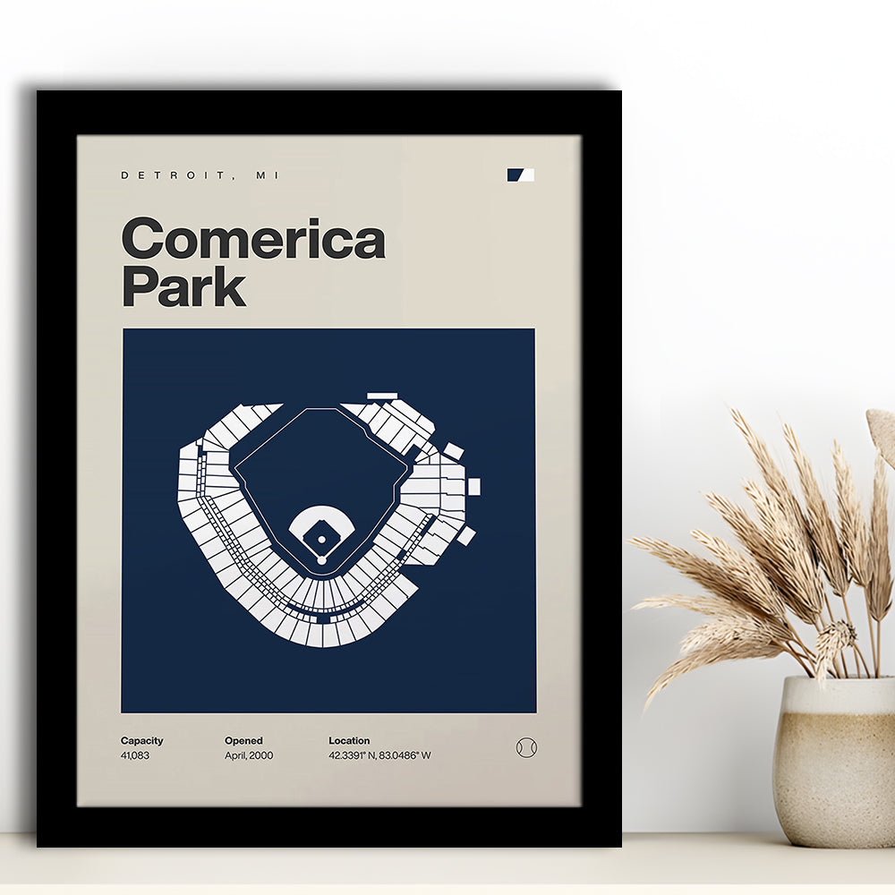 Detroit Tigers Stadium Print, Comerica Park Stadium Print, Gifts for him, Sport Art, Framed Art Print Wall Decor