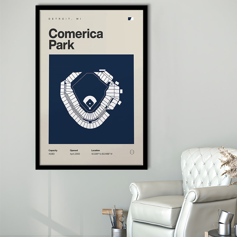Detroit Tigers Stadium Print, Comerica Park Stadium Print, Gifts for him, Sport Art, Framed Art Print Wall Decor