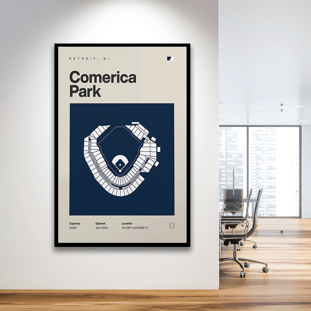 Detroit Tigers Stadium Print, Comerica Park Stadium Print, Gifts for him, Sport Art, Framed Art Print Wall Decor