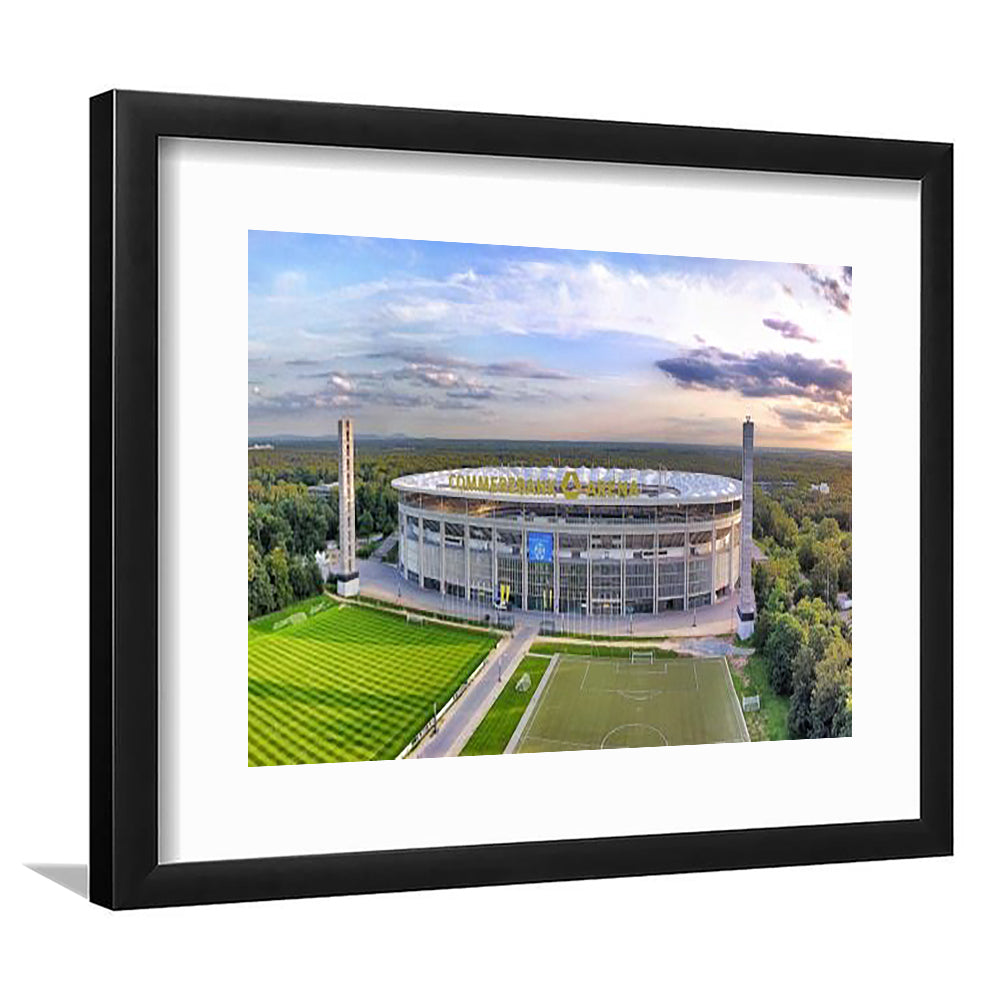 Deutsche Bank Park, Stadium Canvas, Sport Art, Gift for him, White Border Framed Art Print Wall Decor