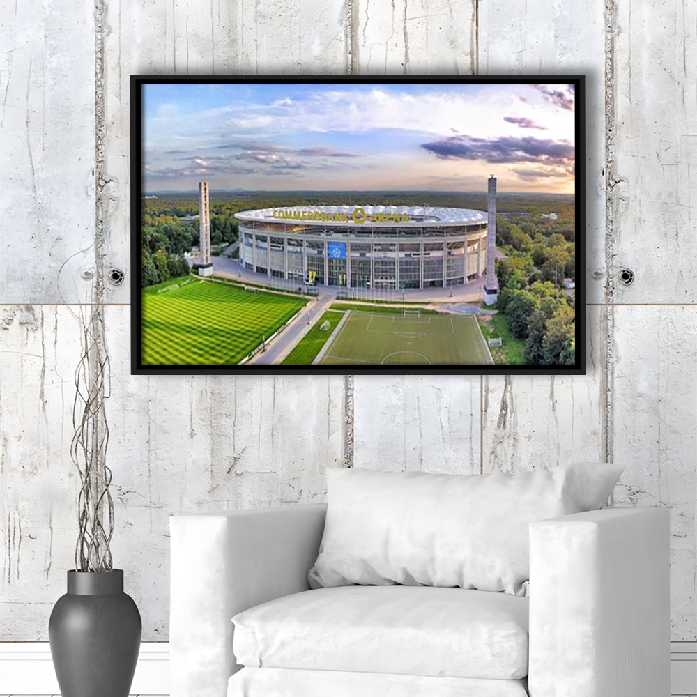 Deutsche Bank Park, Stadium Canvas, Sport Art, Framed Canvas Print Wall Art, Floating Frame
