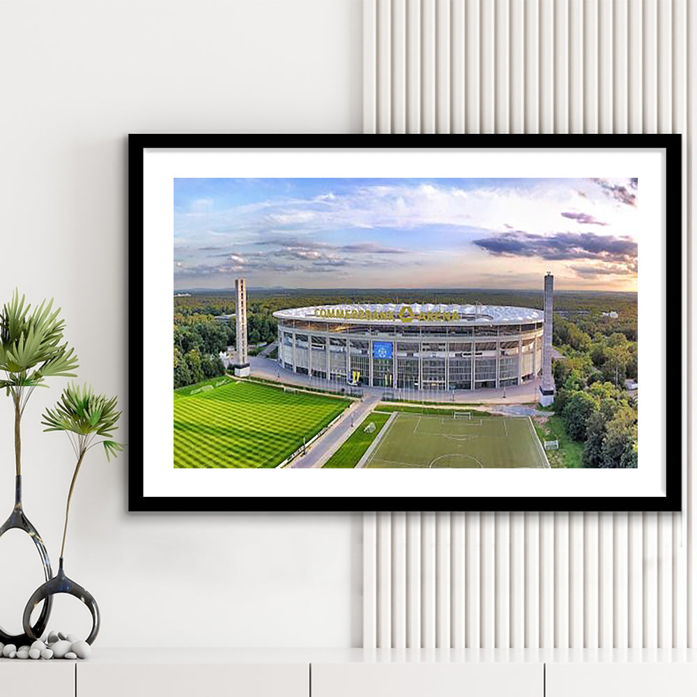 Deutsche Bank Park, Stadium Canvas, Sport Art, Gift for him, White Border Framed Art Print Wall Decor