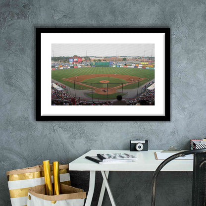 Diamond Stadium, Stadium Canvas, Sport Art, Gift for him, White Border Framed Art Print Wall Decor