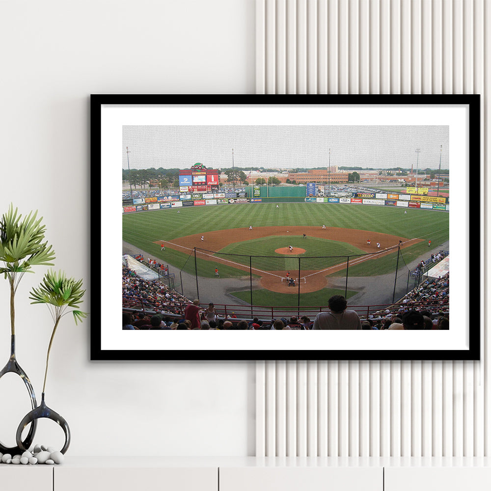 Diamond Stadium, Stadium Canvas, Sport Art, Gift for him, White Border Framed Art Print Wall Decor