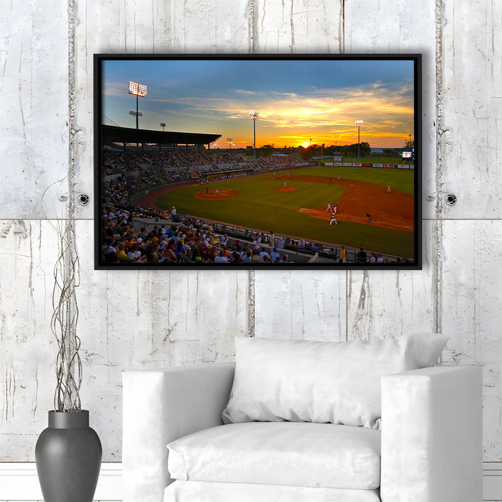 Diamond Stadium at Sunset, Stadium Canvas, Sport Art, Framed Canvas Print Wall Art, Floating Frame