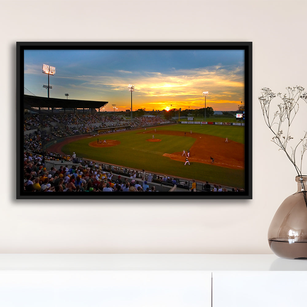 Diamond Stadium at Sunset, Stadium Canvas, Sport Art, Framed Canvas Print Wall Art, Floating Frame