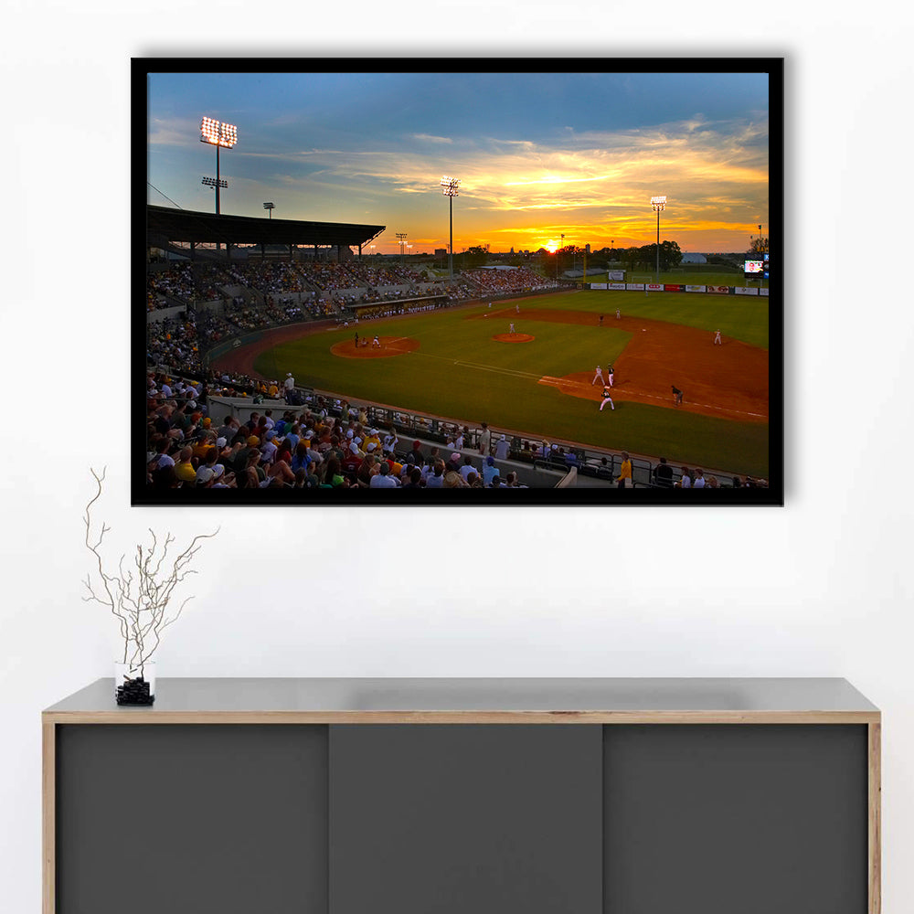Diamond Stadium at Sunset, Stadium Canvas, Sport Art, Gift for him, Framed Art Print Wall Decor, Picture Framed