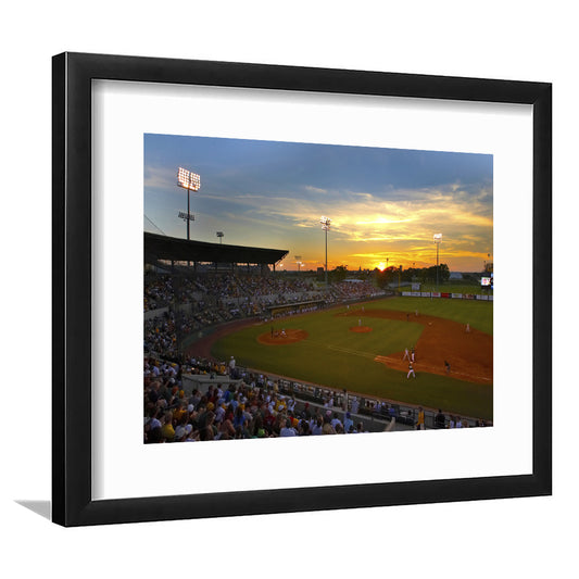 Diamond Stadium at Sunset, Stadium Canvas, Sport Art, Gift for him, White Border Framed Art Print Wall Decor