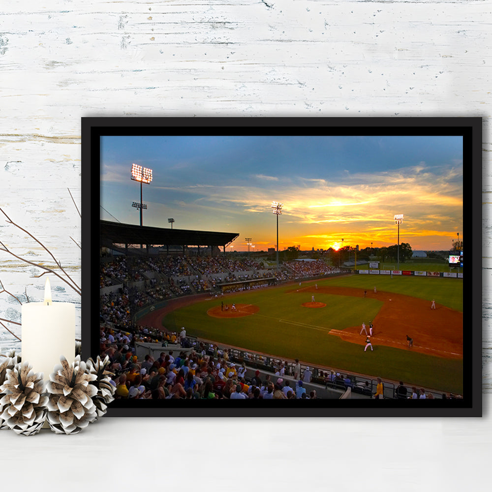 Diamond Stadium at Sunset, Stadium Canvas, Sport Art, Framed Canvas Print Wall Art, Floating Frame