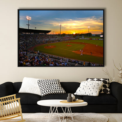 Diamond Stadium at Sunset, Stadium Canvas, Sport Art, Framed Canvas Print Wall Art, Floating Frame