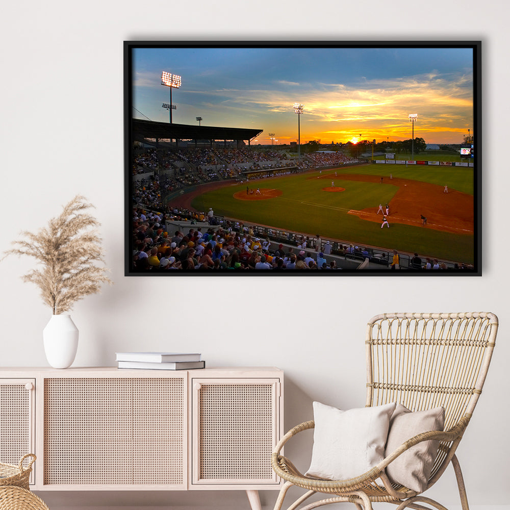 Diamond Stadium at Sunset, Stadium Canvas, Sport Art, Framed Canvas Print Wall Art, Floating Frame