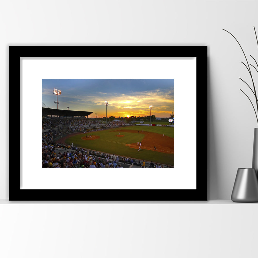 Diamond Stadium at Sunset, Stadium Canvas, Sport Art, Gift for him, White Border Framed Art Print Wall Decor
