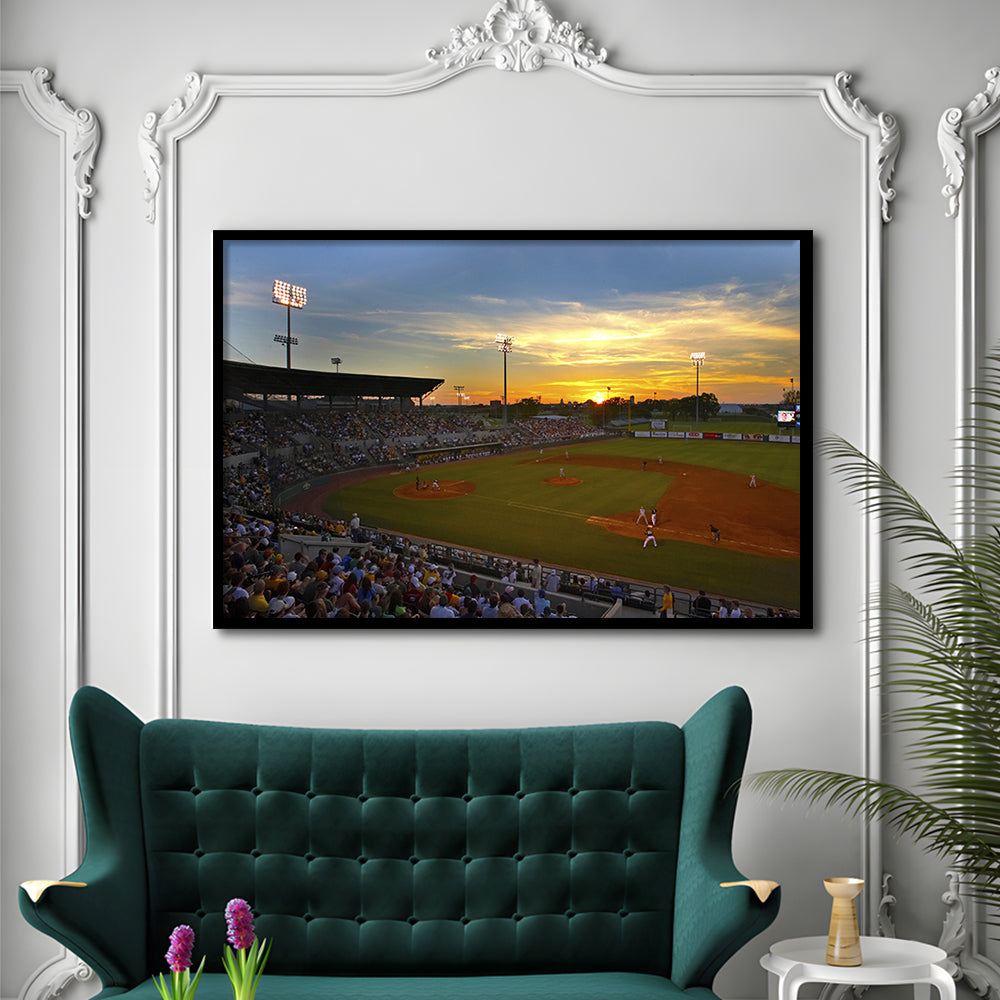 Diamond Stadium at Sunset, Stadium Canvas, Sport Art, Gift for him, Framed Art Print Wall Decor, Picture Framed