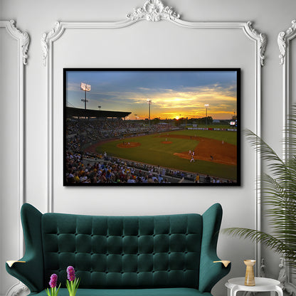 Diamond Stadium at Sunset, Stadium Canvas, Sport Art, Gift for him, Framed Art Print Wall Decor, Picture Framed