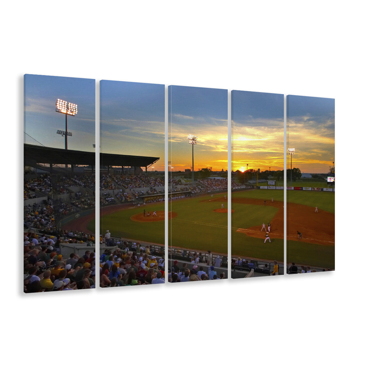Diamond Stadium at Sunset, Stadium Canvas, Sport Art, 5 Panel B, Extra Large Canvas, Canvas Print Wall Art