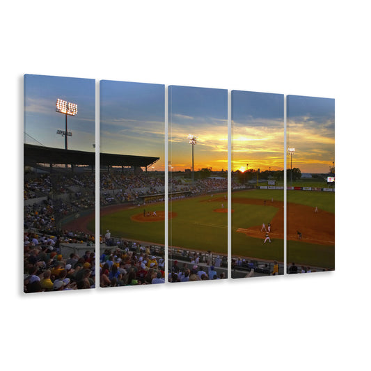 Diamond Stadium at Sunset, Stadium Canvas, Sport Art, 5 Panel B, Extra Large Canvas, Canvas Print Wall Art