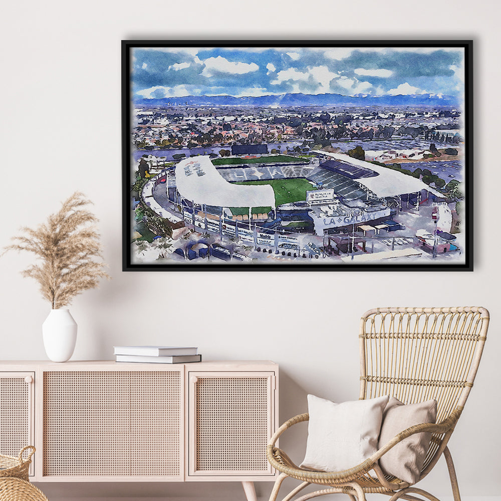 Dignity Health Sports Park Painting Stadium Watercolor, Sport Gift Art, Framed Canvas Print Wall Art