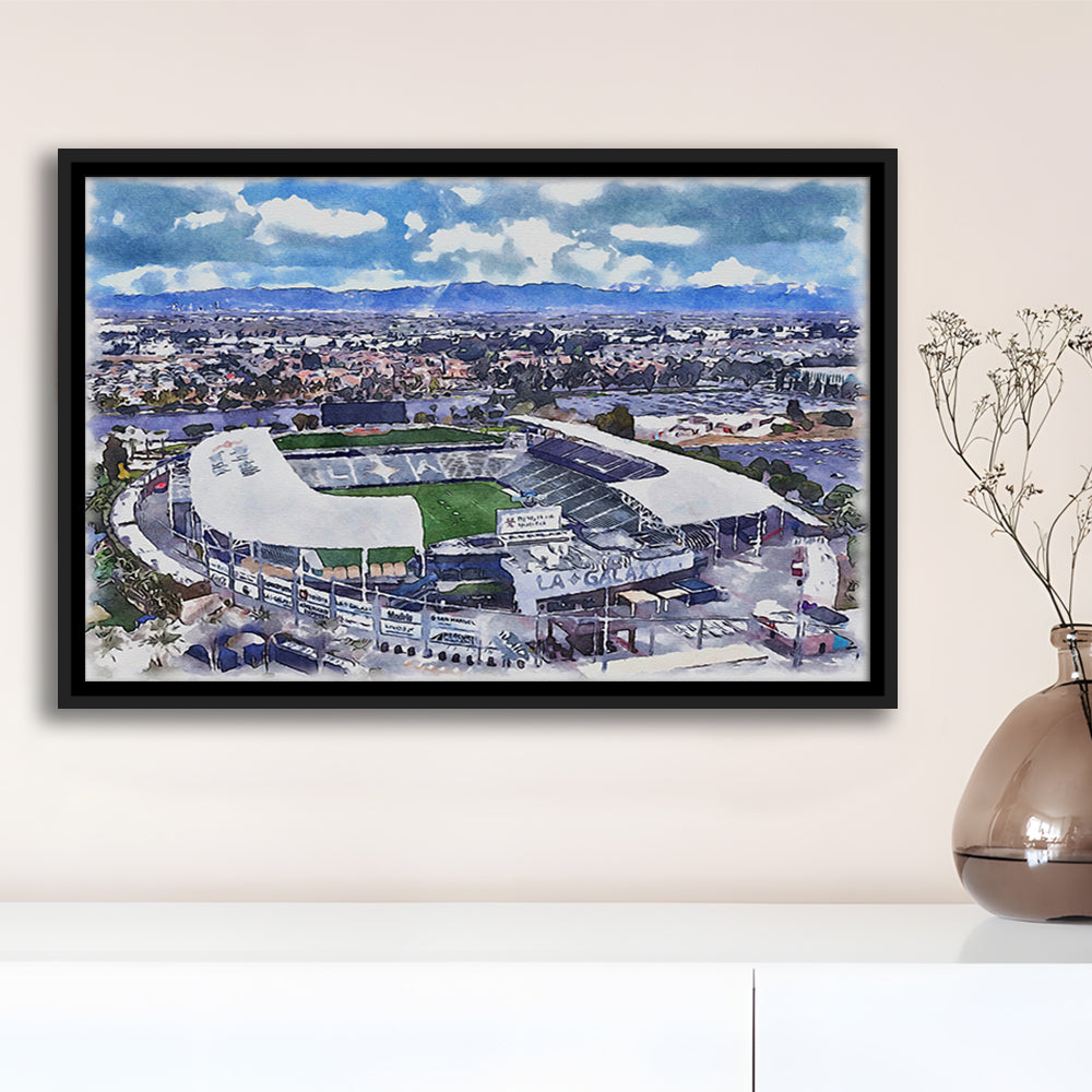 Dignity Health Sports Park Painting Stadium Watercolor, Sport Gift Art, Framed Canvas Print Wall Art