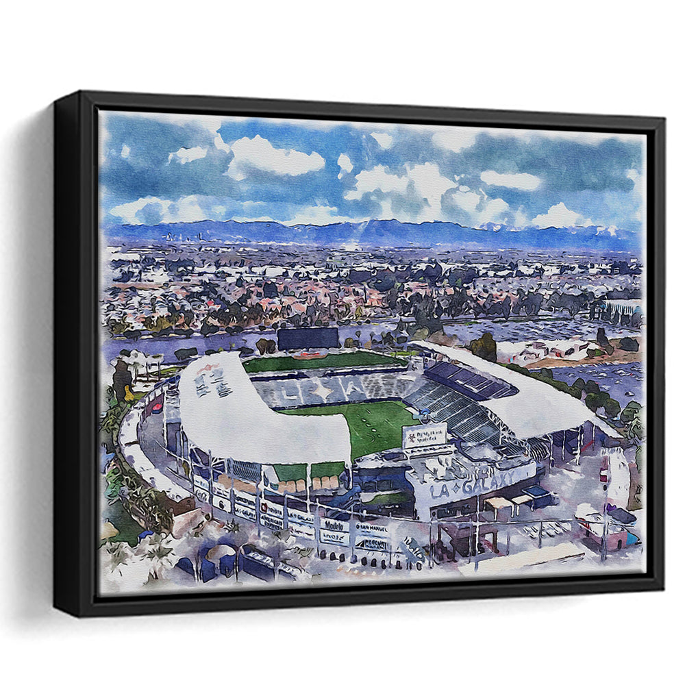 Dignity Health Sports Park Painting Stadium Watercolor, Sport Gift Art, Framed Canvas Print Wall Art