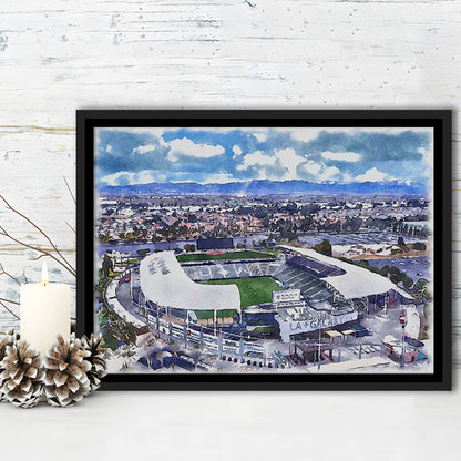 Dignity Health Sports Park Painting Stadium Watercolor, Sport Gift Art, Framed Canvas Print Wall Art