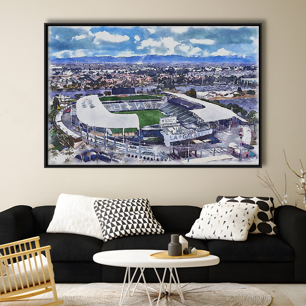 Dignity Health Sports Park Painting Stadium Watercolor, Sport Gift Art, Framed Canvas Print Wall Art