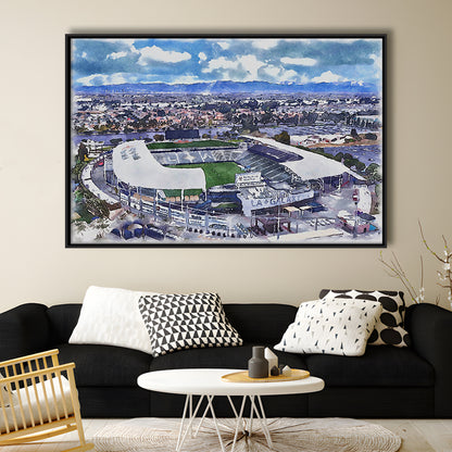 Dignity Health Sports Park Painting Stadium Watercolor, Sport Gift Art, Framed Canvas Print Wall Art