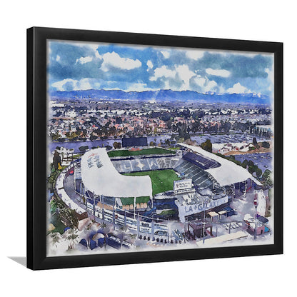 Dignity Health Sports Park Painting Stadium Watercolor, Sport Gift Art, Framed Art Print Wall Decor