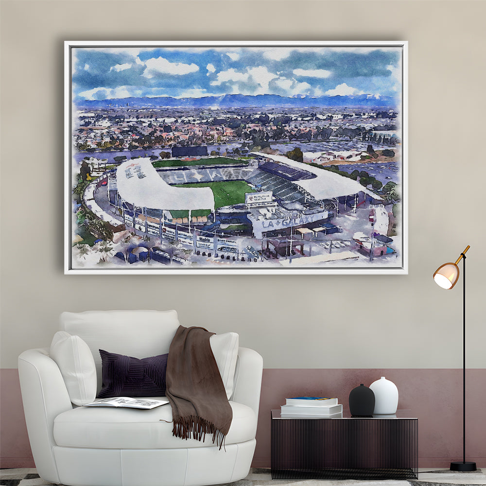 Dignity Health Sports Park Painting Stadium Watercolor, Sport Gift Art, Framed Canvas Print Wall Art