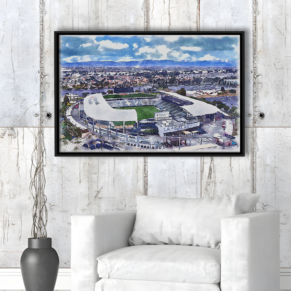 Dignity Health Sports Park Painting Stadium Watercolor, Sport Gift Art, Framed Canvas Print Wall Art