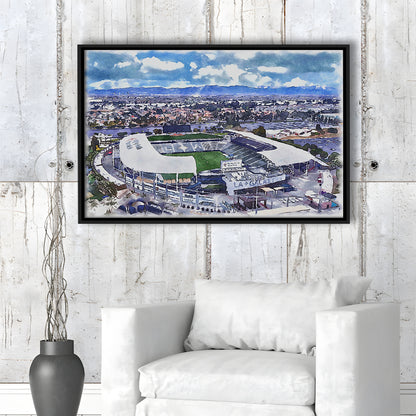 Dignity Health Sports Park Painting Stadium Watercolor, Sport Gift Art, Framed Canvas Print Wall Art