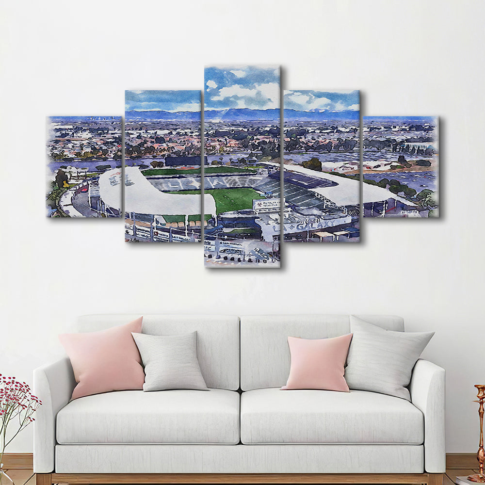 Dignity Health Sports Park Painting Stadium Watercolor, Sport Art, Mixed 5 Panel, Canvas Print Wall Art