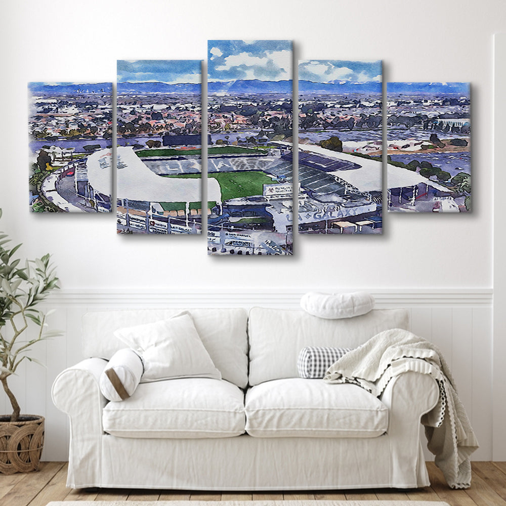 Dignity Health Sports Park Painting Stadium Watercolor, Sport Art, Mixed 5 Panel, Canvas Print Wall Art