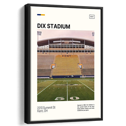 Dix Stadium Print, Kent State Golden Flashes Stadium Canvas Art, Man Cave Gift, Floating Framed Canvas Print Wall Art