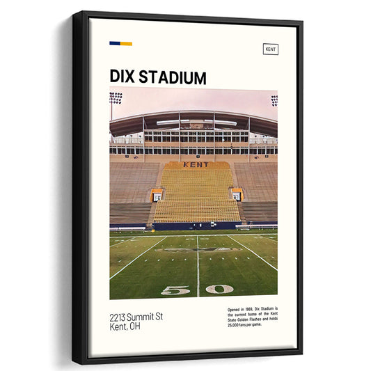 Dix Stadium Print, Kent State Golden Flashes Stadium Canvas Art, Man Cave Gift, Floating Framed Canvas Print Wall Art